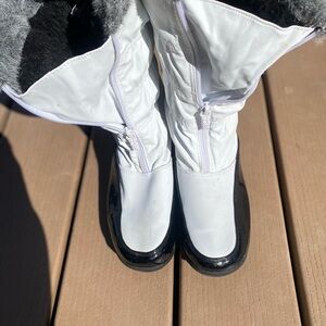 Totes Black and Gray Faux Fur Boots